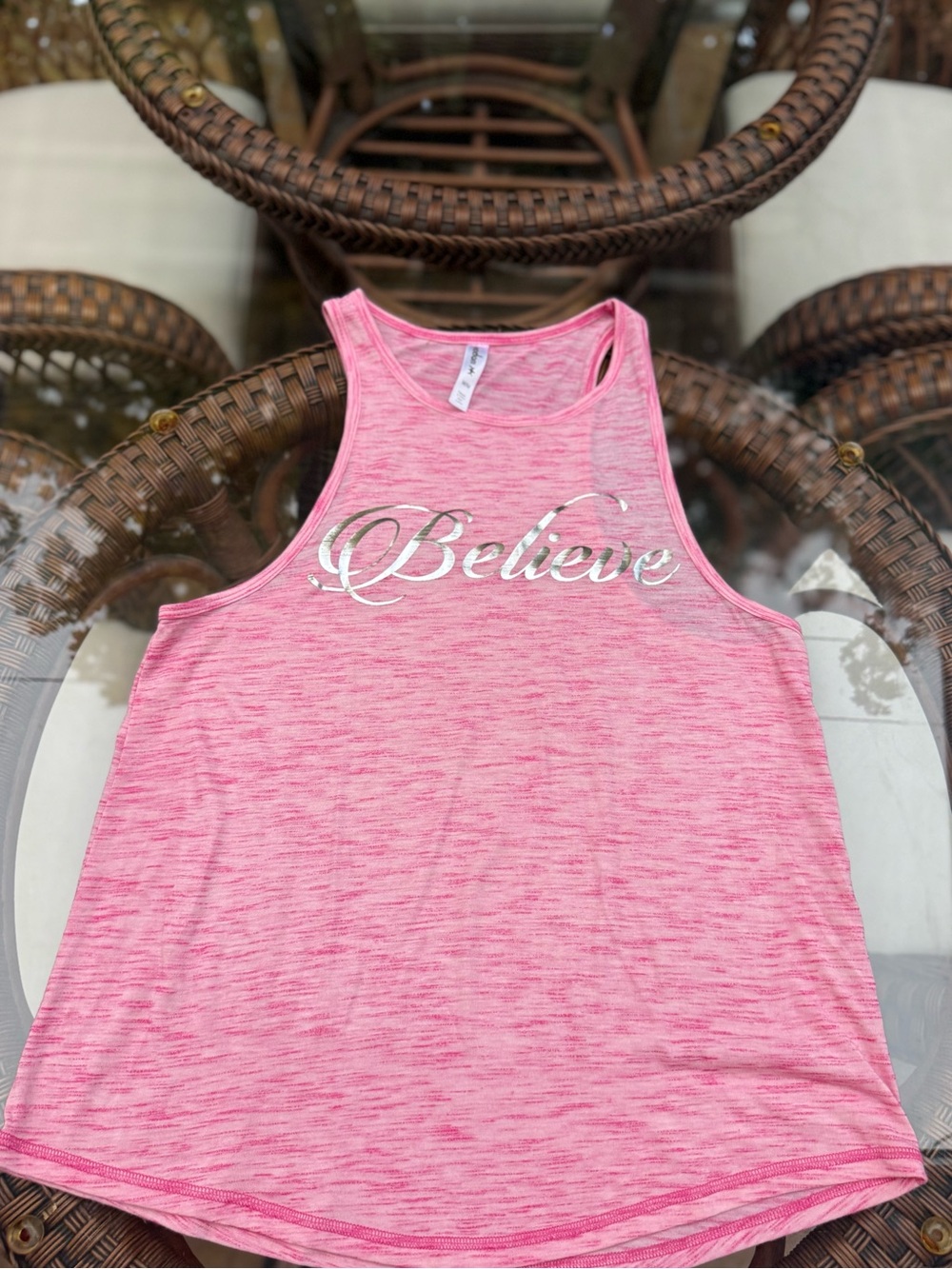 Believe Sleeveless Tank Top - Pink